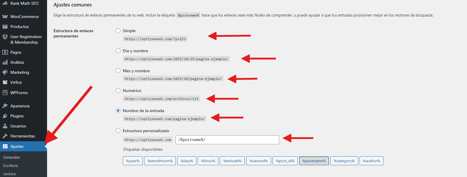 Ejemplo de URLS sencillas